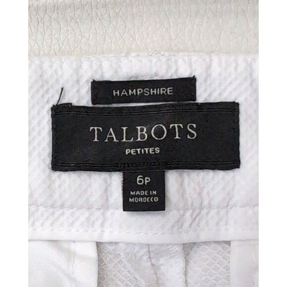 Talbots Hampshire Straight Ankle Pants Womens 6 Petite White Textured Classic - Picture 7 of 11